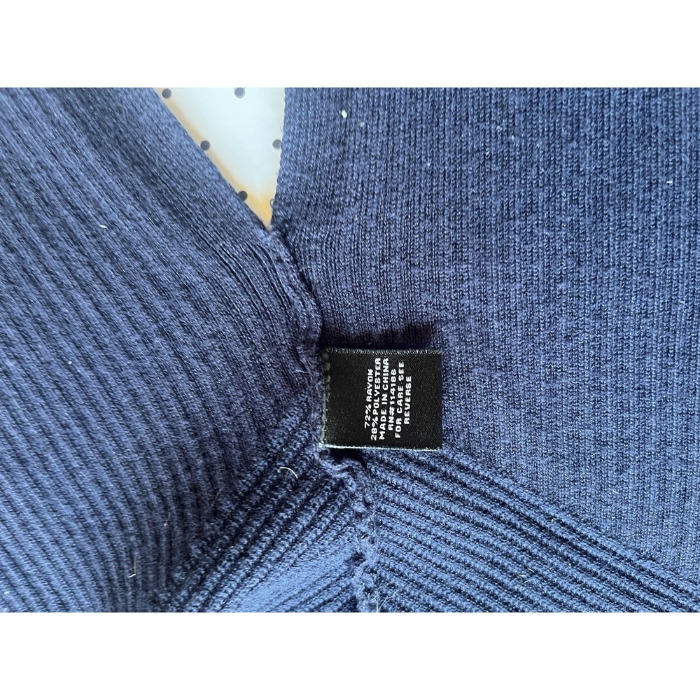 Verve Ami Navy Open Front Ribbed Knit Cardigan Sweater Large - Picture 5 of 8